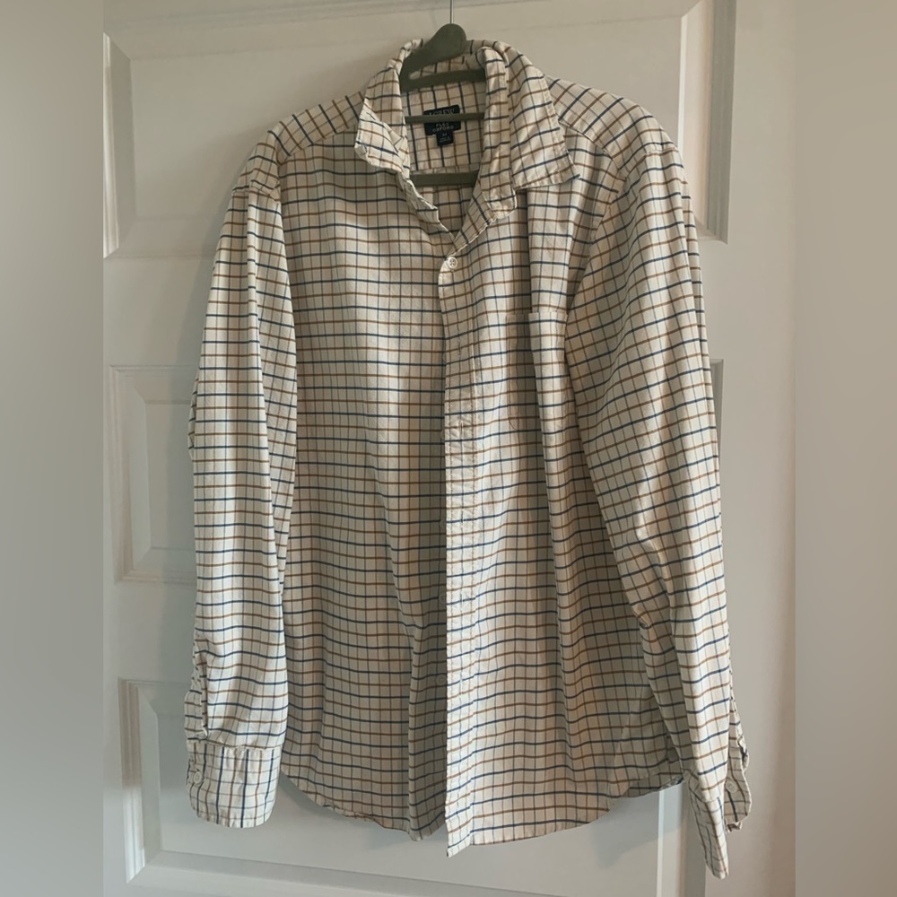 J Crew Flannel Flex Oxford Button Down